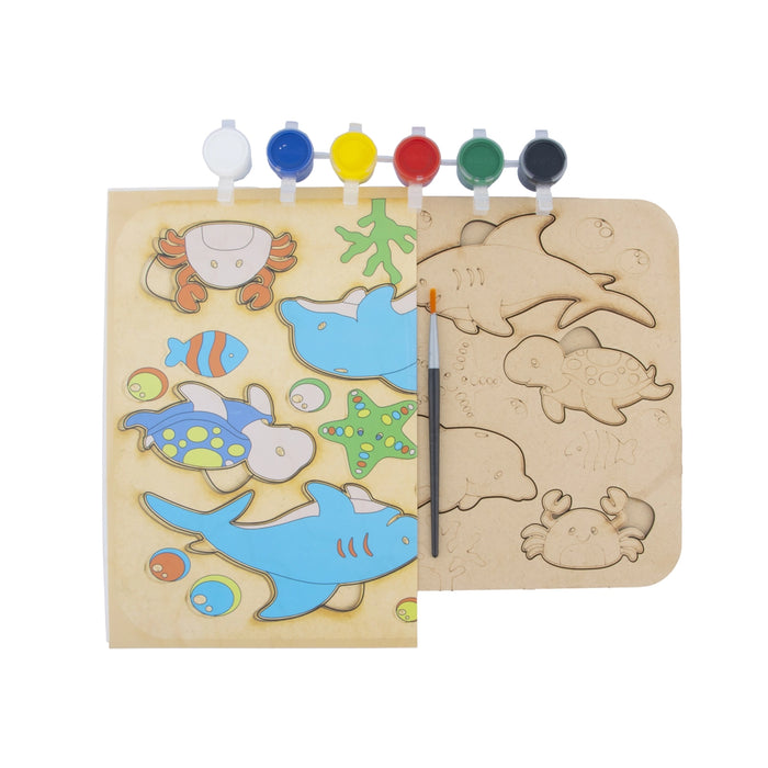 Wooden Puzzle - 10 x 7 Inches | Paintable Toy Fish Puzzle Box/ Puzzle Toy for Kids