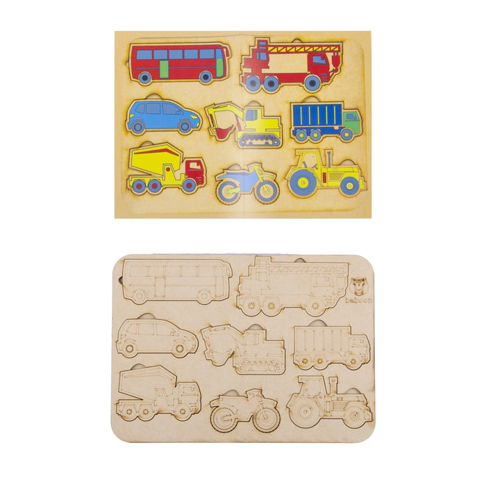Wooden Puzzle - 10 x 7 Inches | Paintable Toy Transport Puzzle Box/ Puzzle Toy for Kids