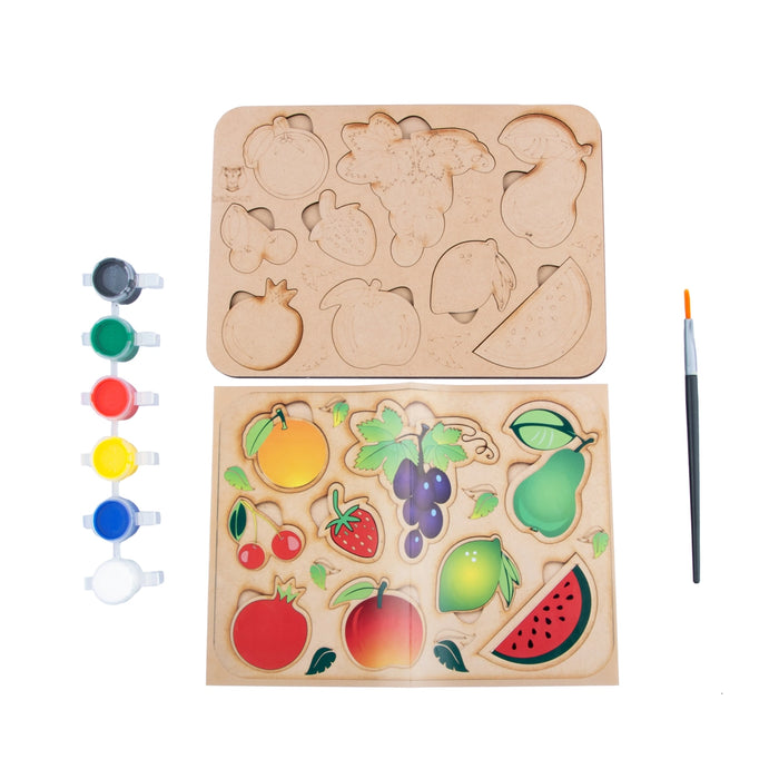 Wooden Puzzle - 10 x 7 Inches | Paintable Toy Fruits Puzzle Box/ Puzzle Toy for Kids