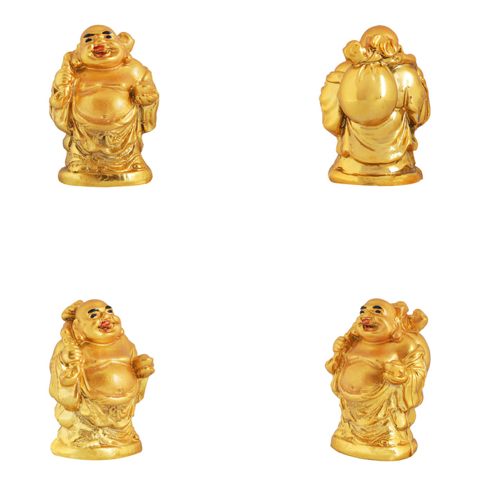 Happy Man Set - 2 x 1.25 Inches | Gold Polish Happy Man Idol for Home Decor