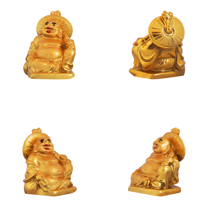 Happy Man Set - 2 x 1.25 Inches | Gold Polish Happy Man Idol for Home Decor