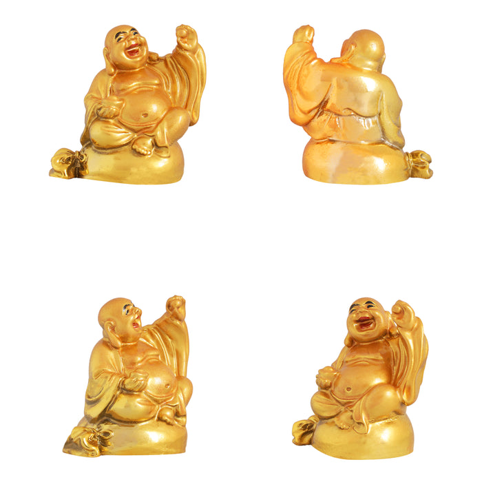 Happy Man Set - 2 x 1.25 Inches | Gold Polish Happy Man Idol for Home Decor