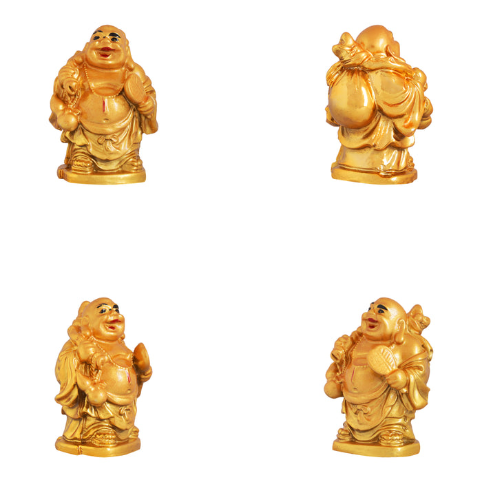 Happy Man Set - 2 x 1.25 Inches | Gold Polish Happy Man Idol for Home Decor