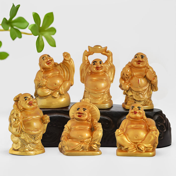 Happy Man Set - 2 x 1.25 Inches | Gold Polish Happy Man Idol for Home Decor