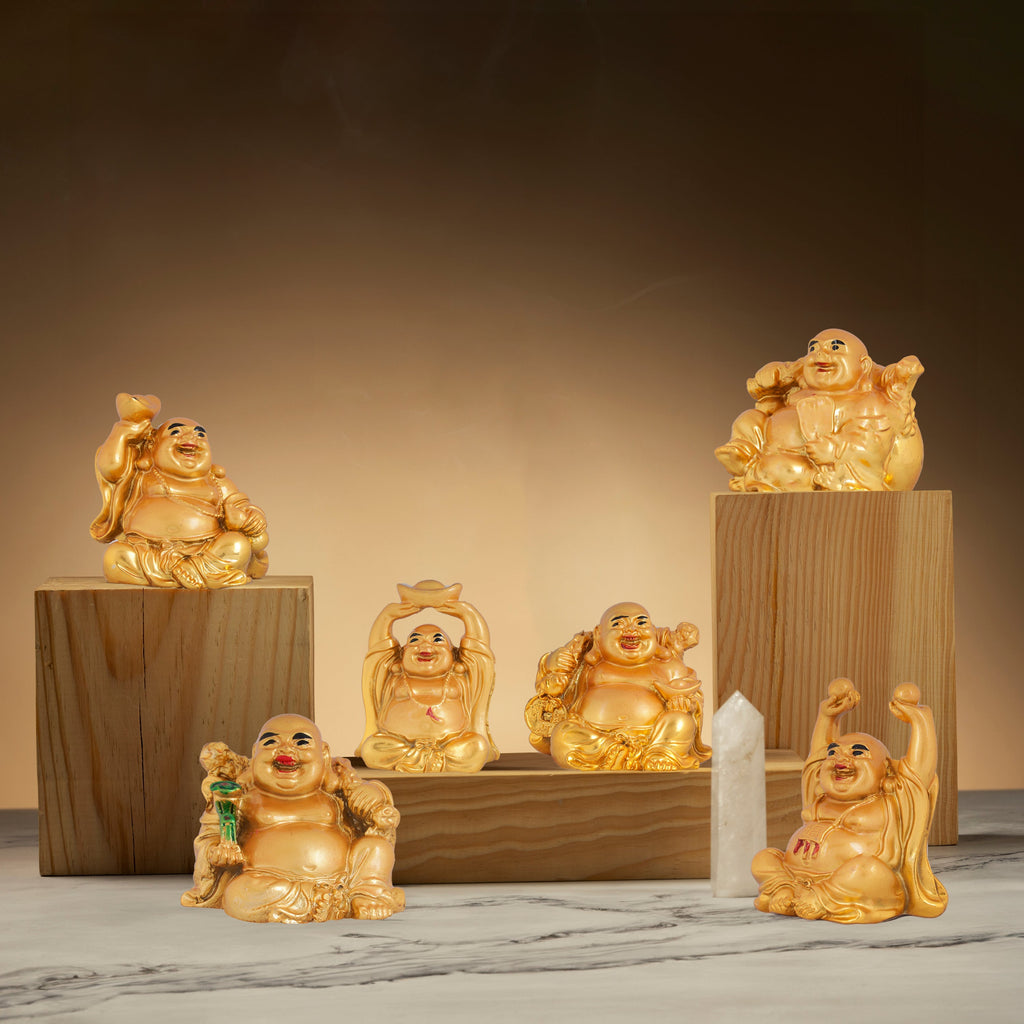 Happy Man Set - 2 x 2 Inches | Gold Polish Happy Man Idol for Home Decor