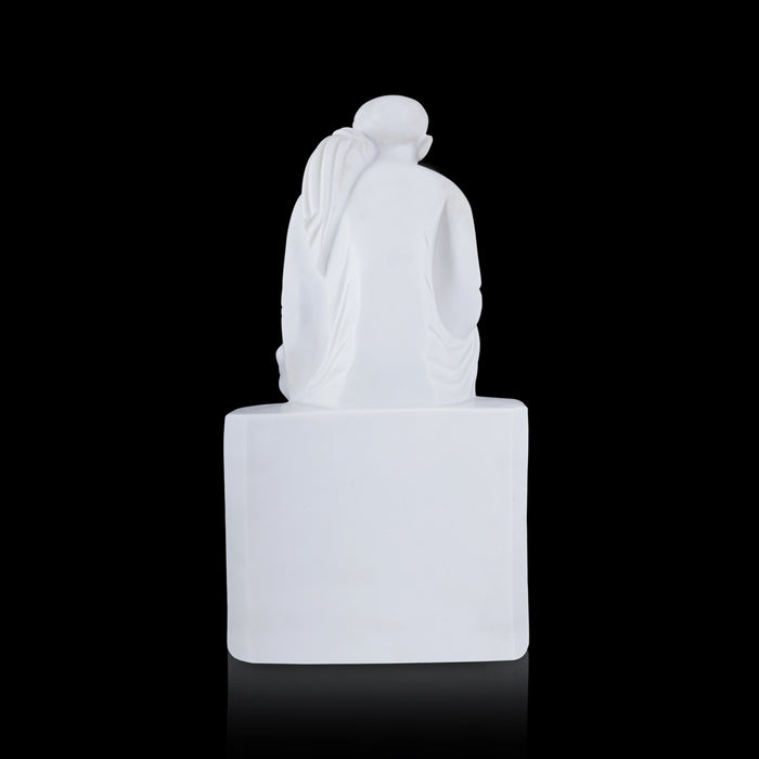 Saibaba Statue Sitting On Base - 18 x 10 Inches | Marble Murti/ Saibaba Idol/ Sai Baba Vigraham for Pooja - Fibre Murties