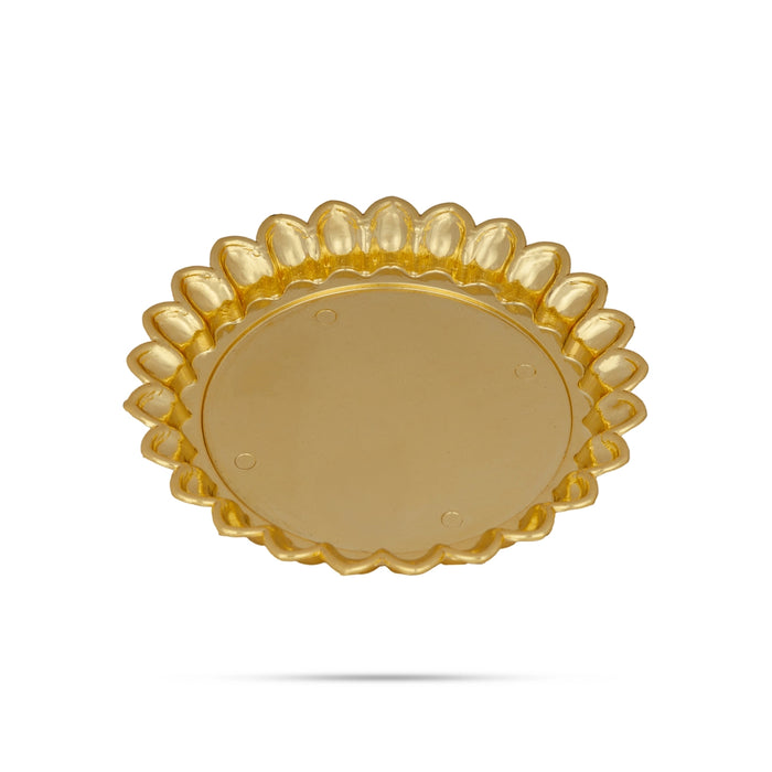 Fancy Plate Set - 4 Inches | 6 Pcs/ Decorative Thali Plate/ Gold Polish Pooja Plate/ Small Tray For Home Decor - Pooja Plate & Tray