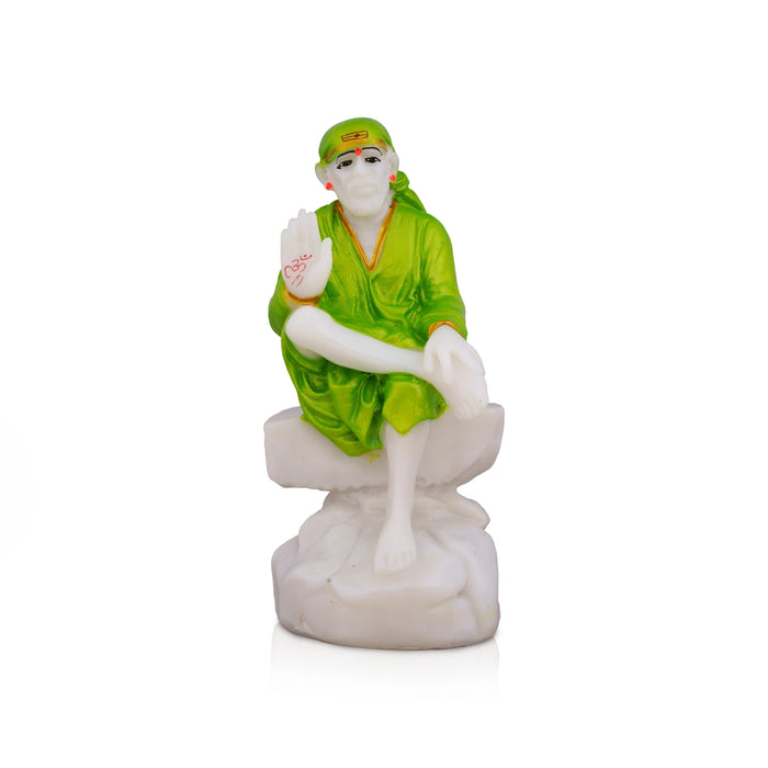Shirdi Saibaba - 4 x 2 Inches | Marble Dust Colour & White Sai Baba Murti/ Saibaba Statue/ Sai Baba Idol for Home