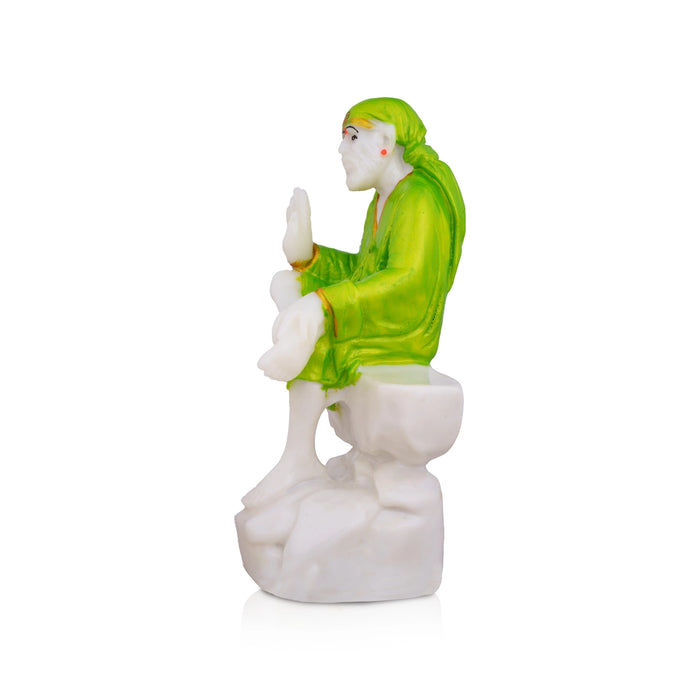 Shirdi Saibaba - 4 x 2 Inches | Marble Dust Colour & White Sai Baba Murti/ Saibaba Statue/ Sai Baba Idol for Home
