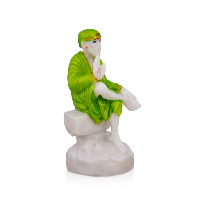 Shirdi Saibaba - 4 x 2 Inches | Marble Dust Colour & White Sai Baba Murti/ Saibaba Statue/ Sai Baba Idol for Home