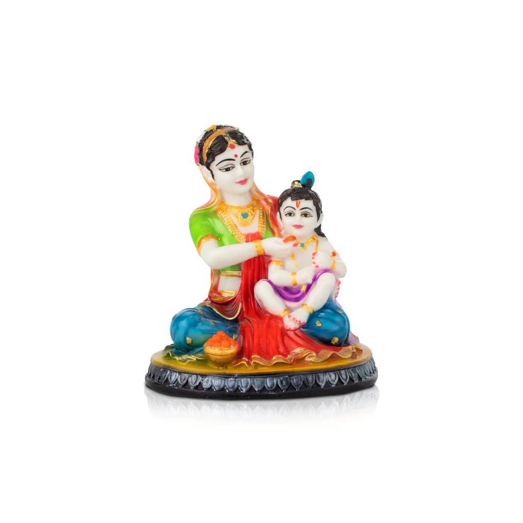 Yashoda Krishna Idol - 6 x 5 Inches | Resin Statue/ Yashoda Krishna Statue for Pooja