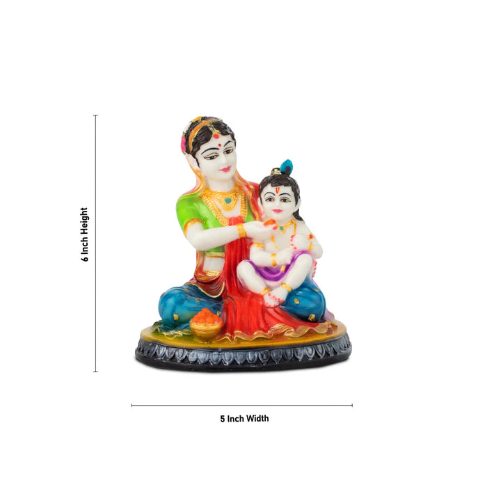 Yashoda Krishna Idol - 6 x 5 Inches | Resin Statue/ Yashoda Krishna Statue for Pooja