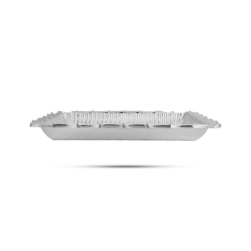 Fancy Tray - 8 x 11 Inches | Serving Tray/ Decorative Thali Plate / Silver Polish Pooja Plate / Tray For Home - Pooja Plate & Tray