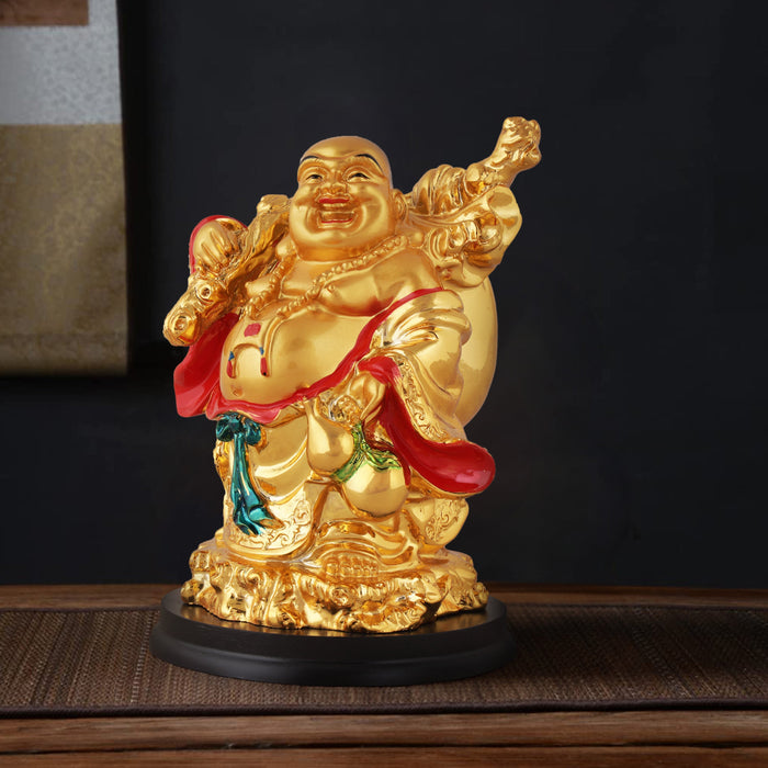 Happy Man  - 7 x 4.5  Inches |  Gold Polish Happy Man Idol for Home Décor