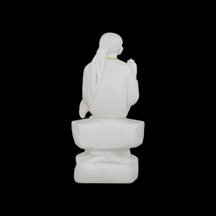 Saibaba Statue Sitting On Base - 5 x 2.5 Inches | Sai Baba Vigraham/ Saibaba Idol for Pooja - Fibre Murties