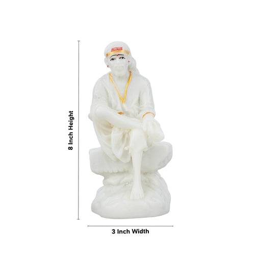 Saibaba Statue - 8 x 3 Inches | Marble Murti/ Saibaba Idol for Pooja - Fibre Murties