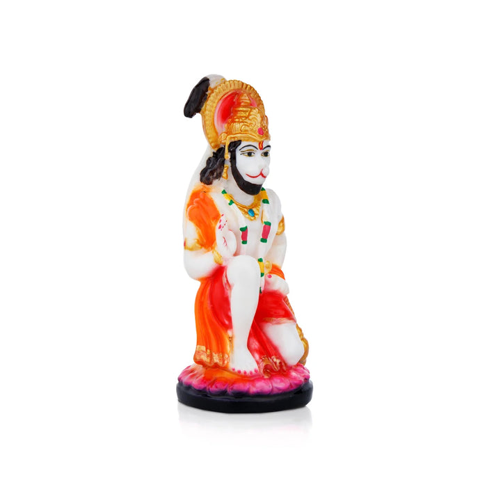 Anjaneya Statue - 5 x 2.25 Inches | Resin statue/ Hanuman Sitting Statue/ Hanuman Murti for Pooja