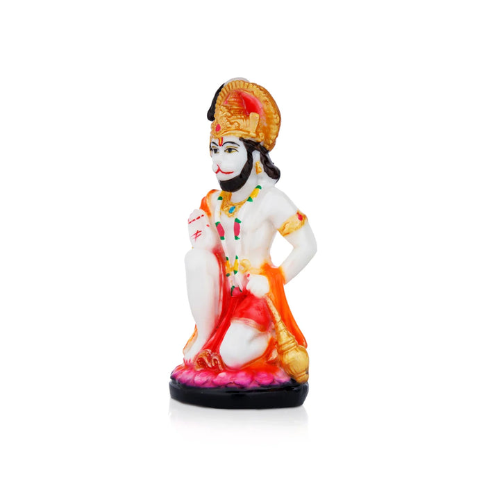 Anjaneya Statue - 5 x 2.25 Inches | Resin statue/ Hanuman Sitting Statue/ Hanuman Murti for Pooja
