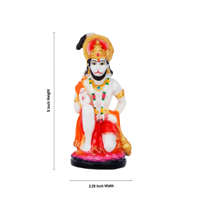 Anjaneya Statue - 5 x 2.25 Inches | Resin statue/ Hanuman Sitting Statue/ Hanuman Murti for Pooja