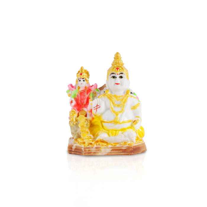 Laxmi Kuber Statue - 4 x 3 Inches White | Resin Lakshmi Kuber Idol/ Laxmi Kuber Idol for Pooja