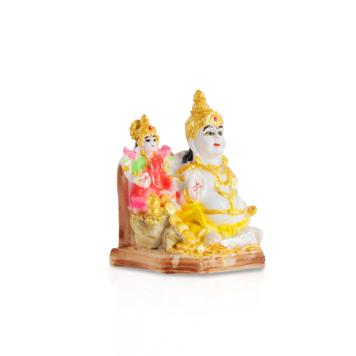 Laxmi Kuber Statue - 4 x 3 Inches White | Resin Lakshmi Kuber Idol/ Laxmi Kuber Idol for Pooja