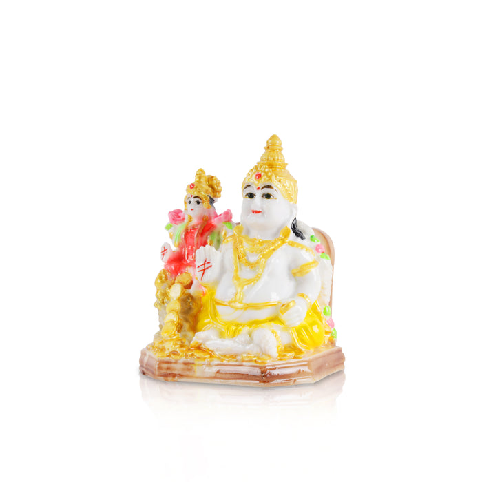 Laxmi Kuber Statue - 4 x 3 Inches White | Resin Lakshmi Kuber Idol/ Laxmi Kuber Idol for Pooja