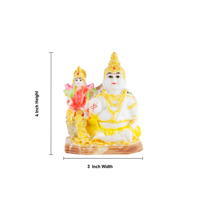 Laxmi Kuber Statue - 4 x 3 Inches White | Resin Lakshmi Kuber Idol/ Laxmi Kuber Idol for Pooja