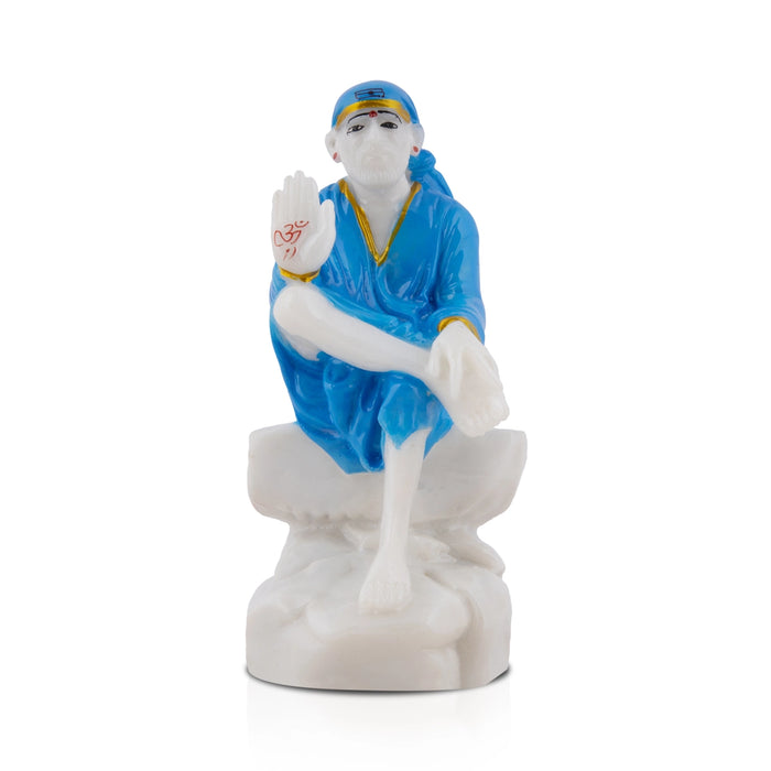Saibaba Statue - 7 x 3 Inches | Saibaba Idol/ Sai Baba Murti for Pooja/ Assorted Colours & Design - Fibre Murties