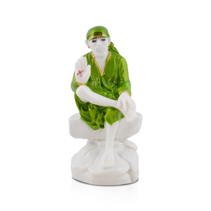 Saibaba Statue - 7 x 3 Inches | Saibaba Idol/ Sai Baba Murti for Pooja/ Assorted Colours & Design - Fibre Murties