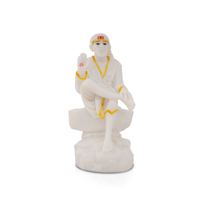 Saibaba Statue - 7 x 3 Inches | Saibaba Idol/ Sai Baba Murti for Pooja/ Assorted Colours & Design - Fibre Murties
