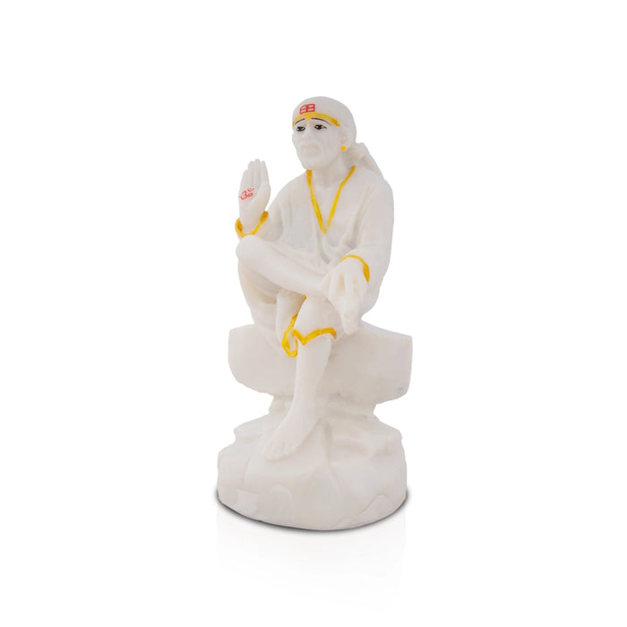 Saibaba Statue - 7 x 3 Inches | Saibaba Idol/ Sai Baba Murti for Pooja/ Assorted Colours & Design - Fibre Murties