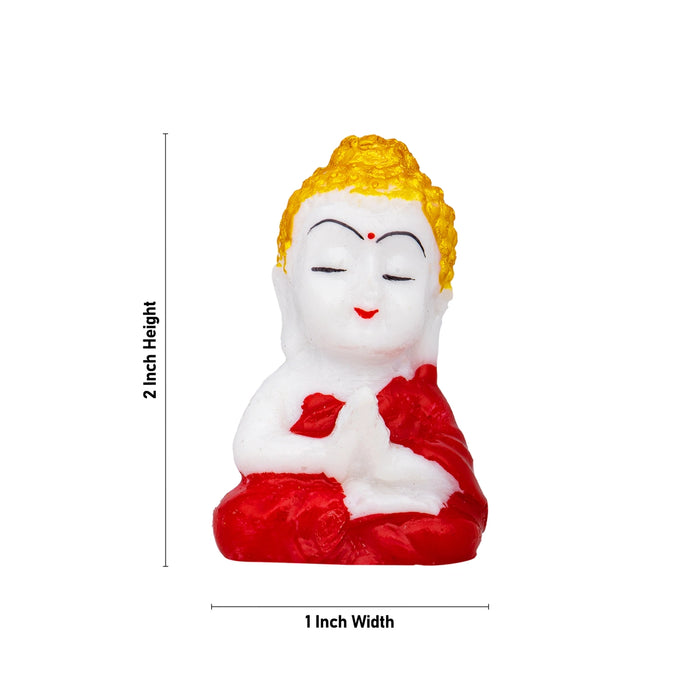 Baby Buddha Statue Set - 2 x 1 Inches | 4 Pcs/ Marble Dust Murti/ Sitting Buddha Murti for Home - Fibre Murties
