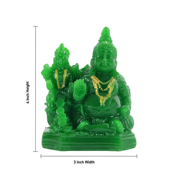 Laxmi Kuber Statue - 4 x 3 Inches Green | Resin Lakshmi Kuber Idol/ Laxmi Kuber Idol for Pooja - Fibre Murties