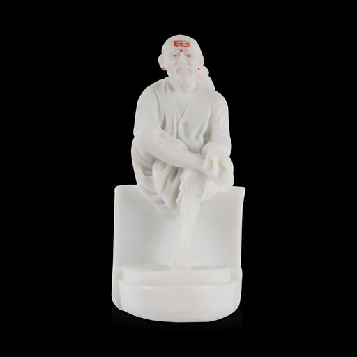 Saibaba Statue - 6.5 Inches | Marble Dust Idol/ Sai Baba Murti/ Saibaba Idol for Pooja - Fibre Murties