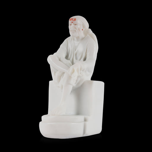 Saibaba Statue - 6.5 Inches | Marble Dust Idol/ Sai Baba Murti/ Saibaba Idol for Pooja - Fibre Murties