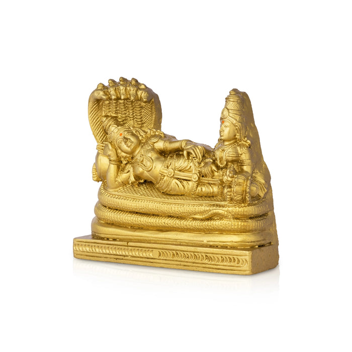 Sri Ranganathar Statue With Sheshnag - 4 x 4 Inches | Resin Golden Idol/ Ranganathaswamy Idol for Pooja