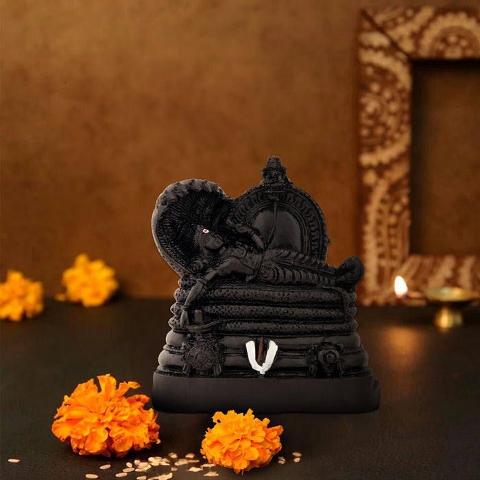 Sri Ranganathar Statue - 4 x 4 Inches | Black Resin Idol / Ranganathar Statue for Pooja