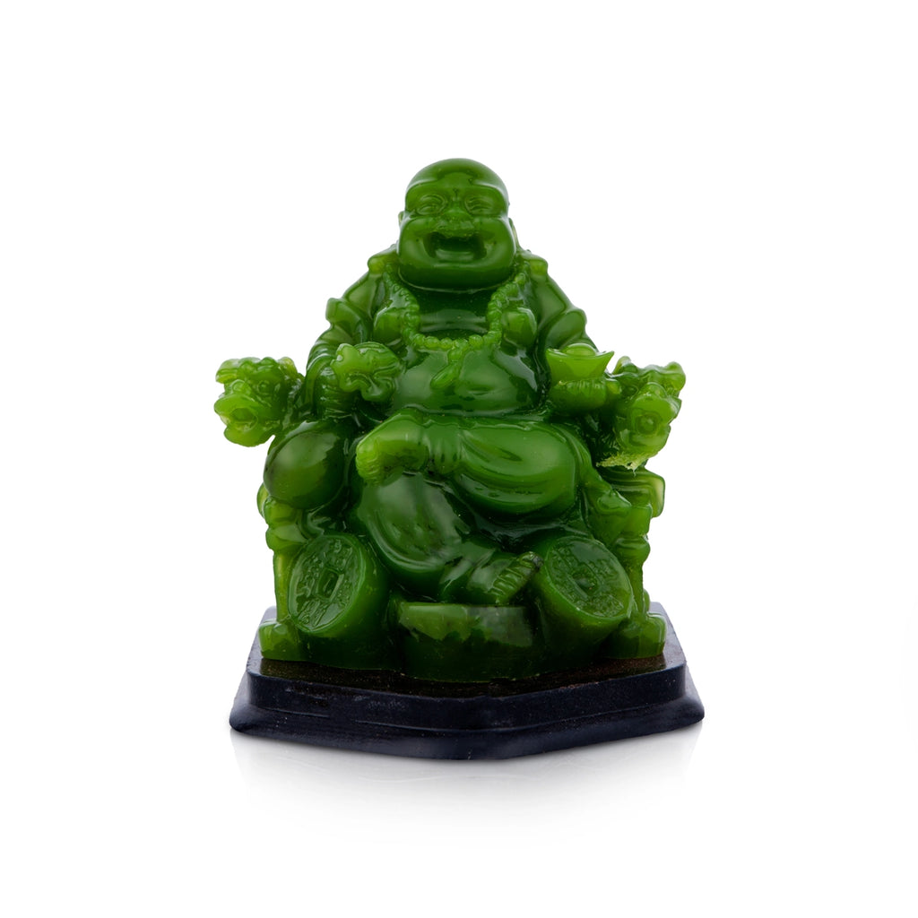 Laughing Buddha - 3 x 2.75 Inches | Green Happy Man/ budai Idol for Home Decor