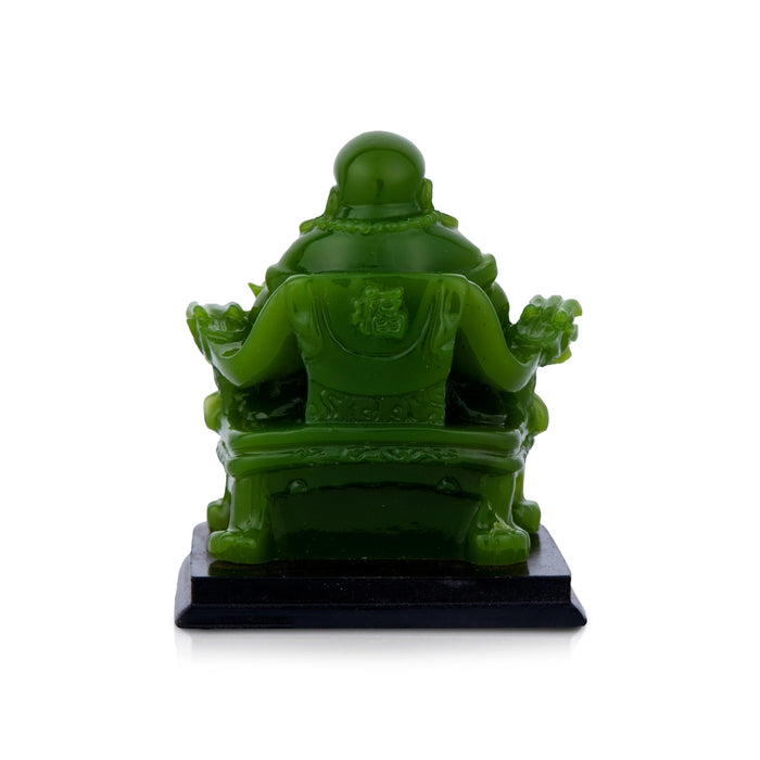 Laughing Buddha - 3 x 2.75 Inches | Green Happy Man/ budai Idol for Home Decor