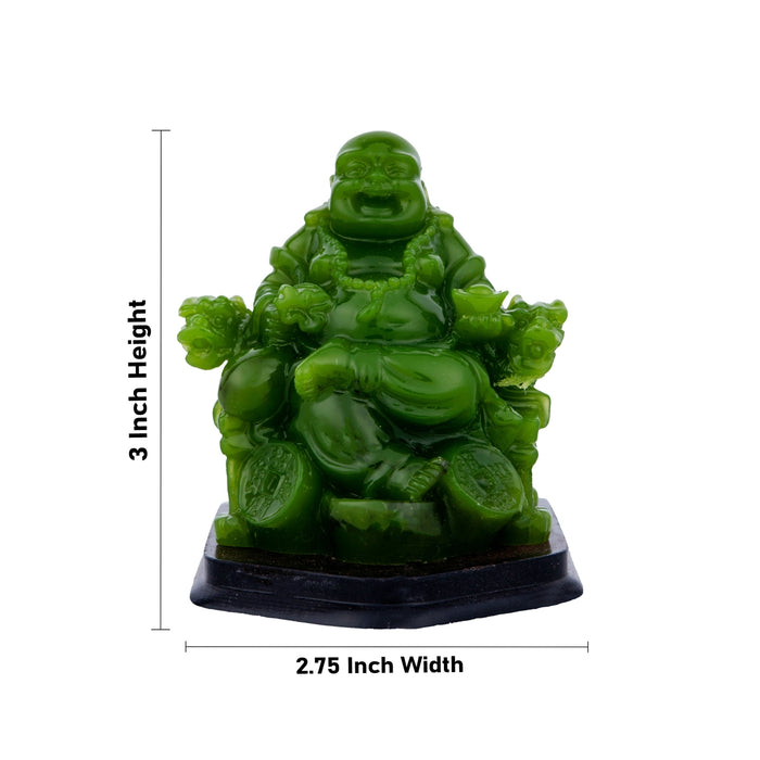 Laughing Buddha - 3 x 2.75 Inches | Green Happy Man/ budai Idol for Home Decor