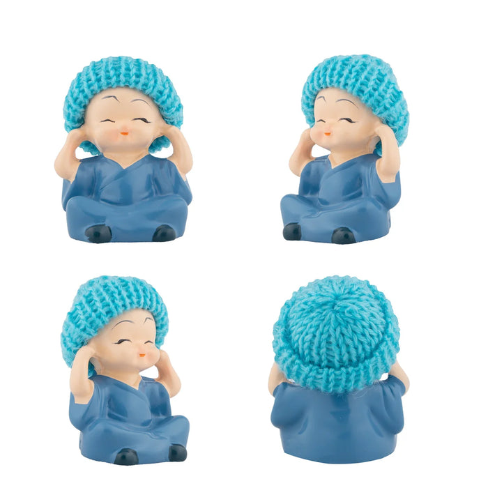 BaBy Buddha with Cap - 2 x 1.5 | 4 pcs/ Resin statue/ Buddha Murti for Home Decor/ Assorted Colours - Fibre Murties