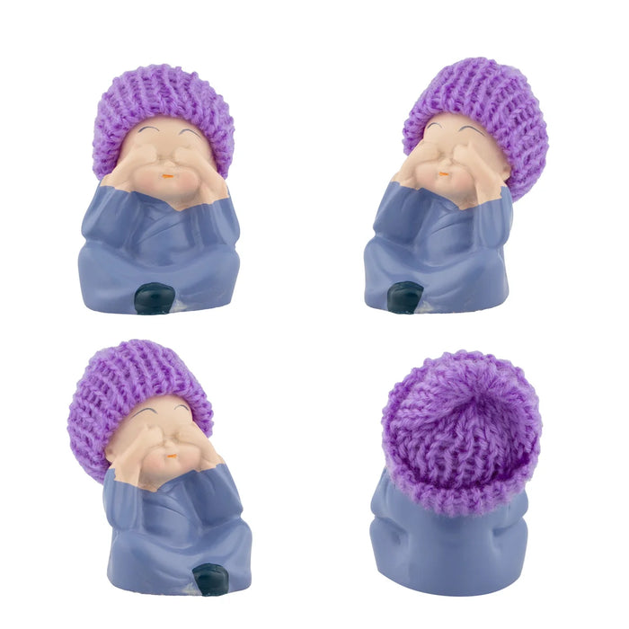 BaBy Buddha with Cap - 2 x 1.5 | 4 pcs/ Resin statue/ Buddha Murti for Home Decor/ Assorted Colours - Fibre Murties