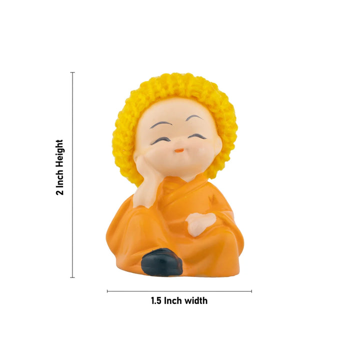 BaBy Buddha with Cap - 2 x 1.5 | 4 pcs/ Resin statue/ Buddha Murti for Home Decor/ Assorted Colours - Fibre Murties