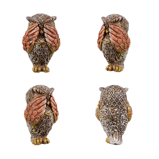 Owl Statue - 3 x 1.75 Inches | 3 pcs/ Owl Figurines/ Owl Sculpture for Home - Table Stand Accessories