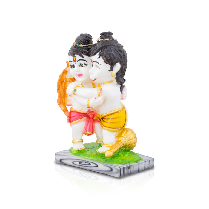 Ram Hanuman Statue - 14 x 10.5 Inches | Marble Dust Murti/ Ram Hanuman Murti for Pooja - Fibre Murties