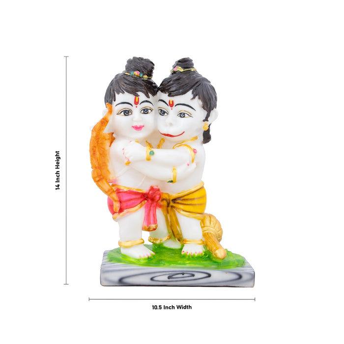 Ram Hanuman Statue - 14 x 10.5 Inches | Marble Dust Murti/ Ram Hanuman Murti for Pooja - Fibre Murties