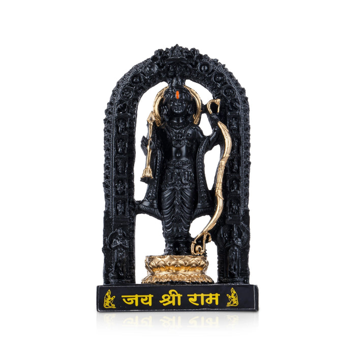 Ayodhya Rama Idol - 6.5 x 3.5 Inches | Poly Resin Statue/ Black Polish Ayodhya Ramar Statue for Pooja - Fibre Murties