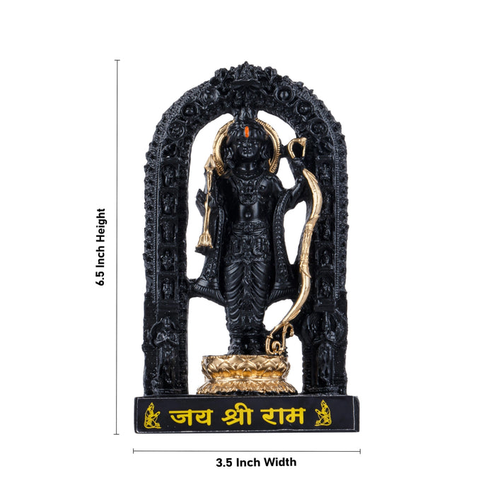 Ayodhya Rama Idol - 6.5 x 3.5 Inches | Poly Resin Statue/ Black Polish Ayodhya Ramar Statue for Pooja