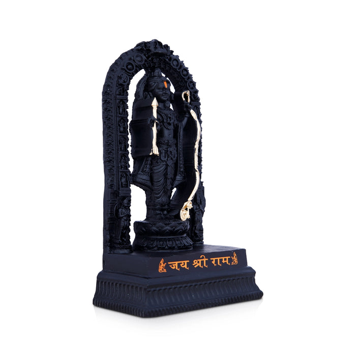 Ayodhya Rama Idol - 8.5 x 4.5 Inches | Poly Resin Statue/ Black Ayodhya Ramar Statue for Pooja - Fibre Murties