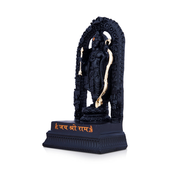 Ayodhya Rama Idol - 8.5 x 4.5 Inches | Poly Resin Statue/ Black Ayodhya Ramar Statue for Pooja - Fibre Murties